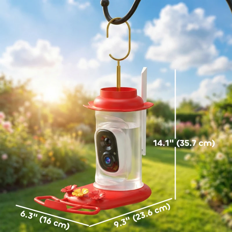 PawHut Smart Bird Feeder with Camera, AI Identify 16000 Birds, 2K HD Live Video, 3W Solar, Instant Arrival Alerts