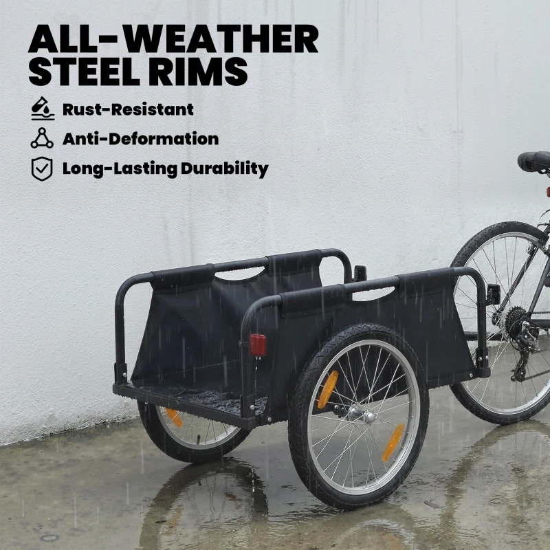 Soozier Bike Cargo Trailer, Bicycle Trailer Wagon Cart with Quick Release 16" Pneumatic Wheels, Red Flag