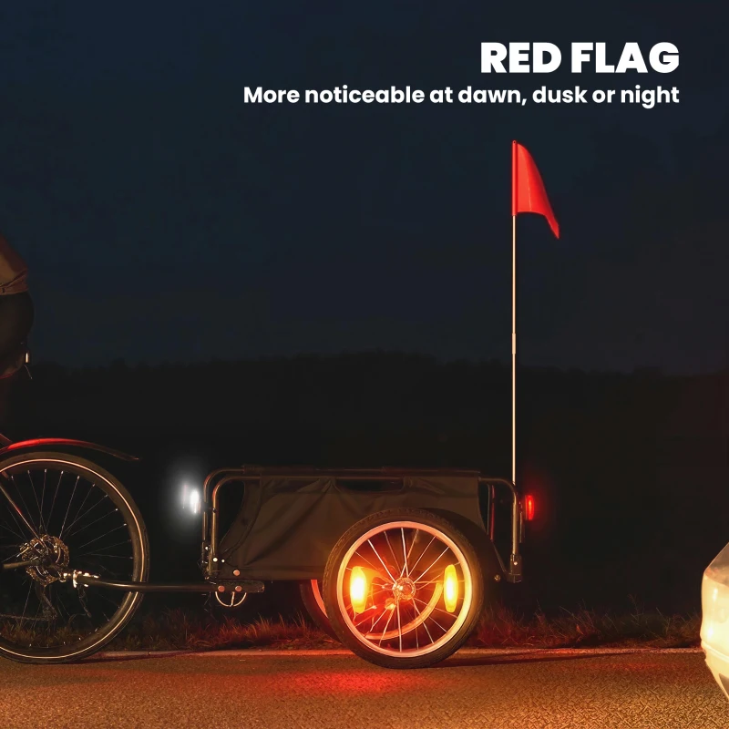 Soozier Bike Cargo Trailer, Bicycle Trailer Wagon Cart with Quick Release 16" Pneumatic Wheels, Red Flag