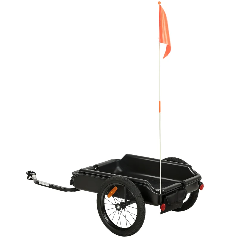 Soozier Bike Trailer, Bike Cargo Trailer with Quick Release 16" Wheels, Cargo Net, Safe Reflectors and Red Flag