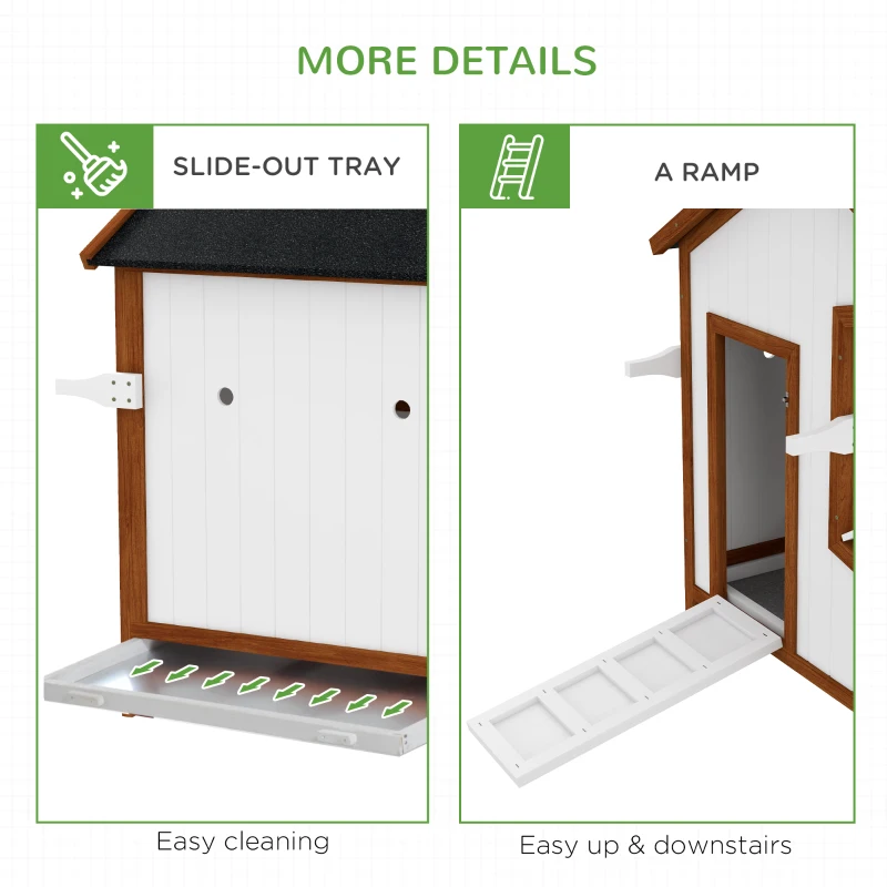 PawHut 47" Chicken Coop, Wooden Chicken House Raised Rabbit Hutch with Waterproof Roof, Nesting Box and Handles for 3-5 Hens, Poultry Cage Portable Hen Pen for Backyard