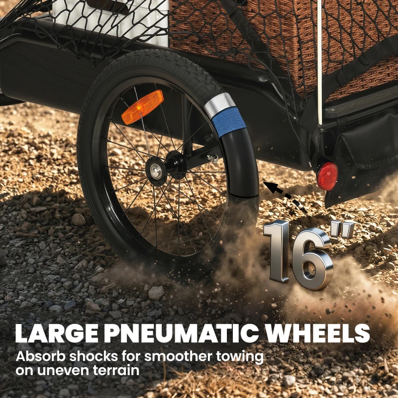 Soozier Bike Trailer, Bike Cargo Trailer with Quick Release 16" Wheels, Cargo Net, Safe Reflectors and Red Flag