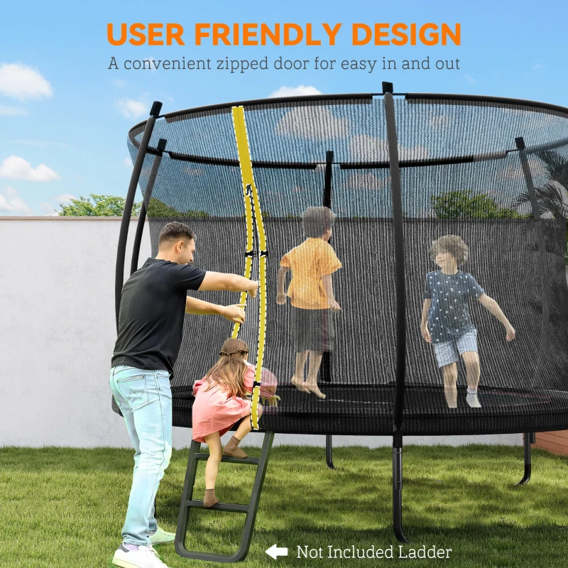 Soozier 8ft Outdoor Trampoline with Net Enclosure, Curved Poles and Safety Pad, ASTM Approved, Black