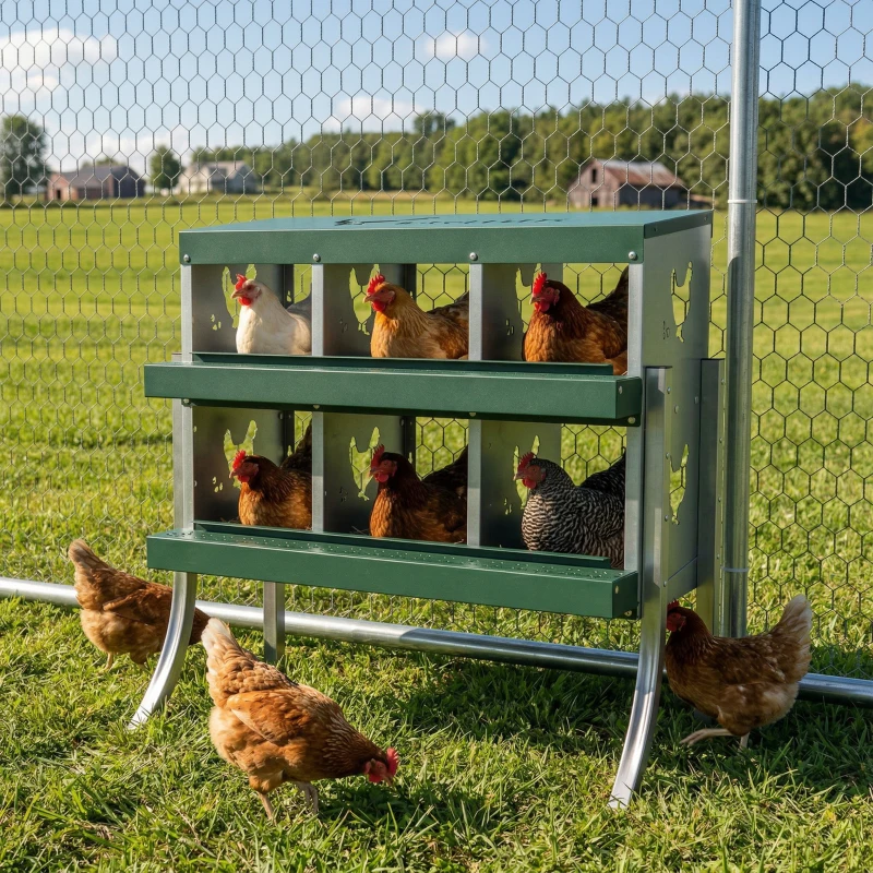 PawHut Chicken Nesting Boxes, 6 Compartment Steel Nesting Boxes for Chickens, Wall Mount Egg Laying Boxes with Vented Holes
