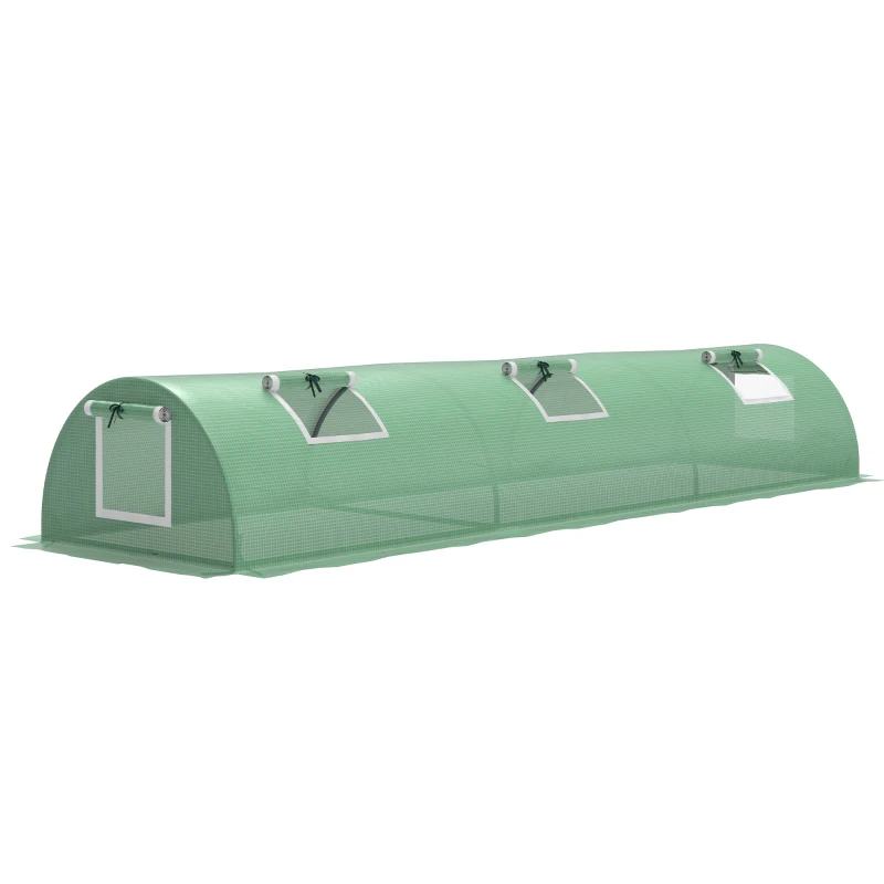 Outsunny Portable Mini Greenhouse, Tunnel Growing Tent with 5 Mesh Windows and Steel Frame,10' x 3' x 2', Green