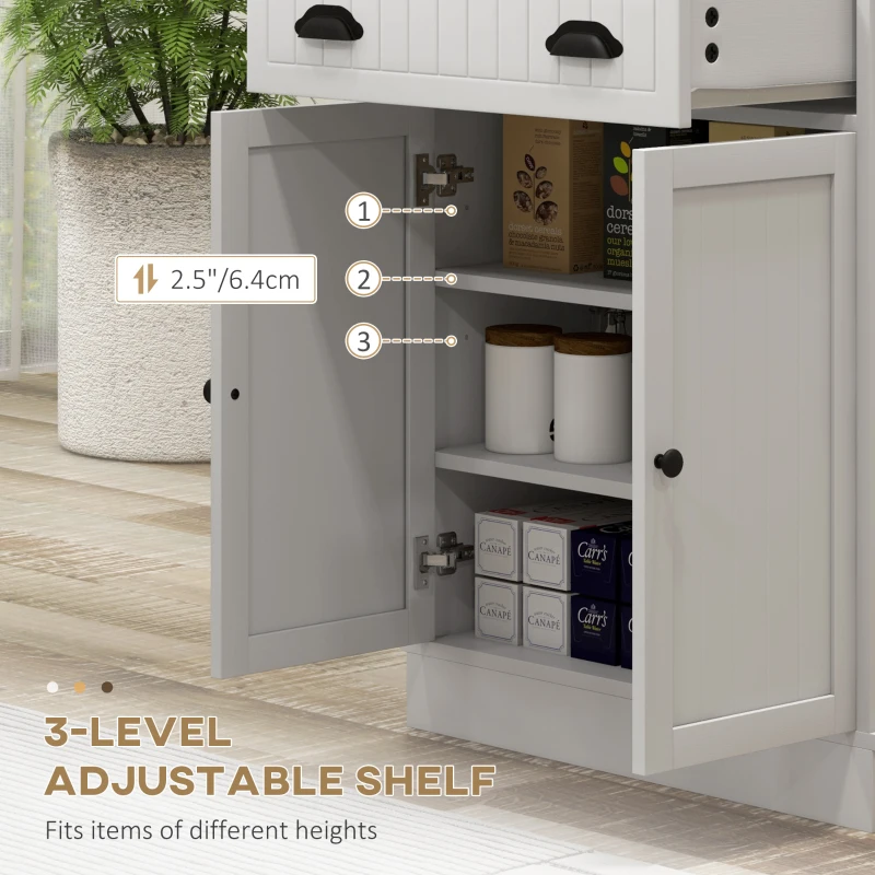 HOMCOM Microwave Cabinet, Kitchen Storage Cabinet with Drawer and Adjustable Shelf, White