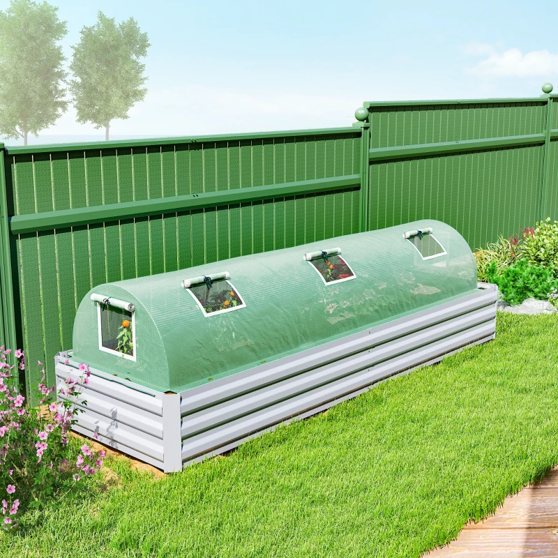 Outsunny Portable Mini Greenhouse, Tunnel Growing Tent with 5 Mesh Windows and Steel Frame,10' x 3' x 2', Green