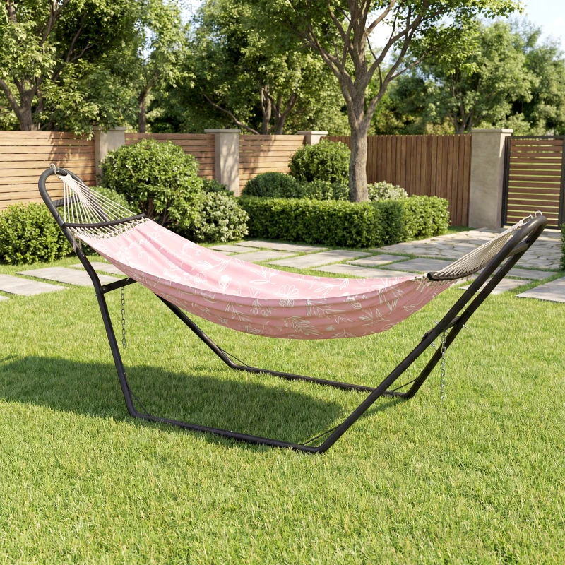 Outsunny Hammock Stand with Adjustable Height Steel Frame for 0.8" -1.2" Person 109.4" Black