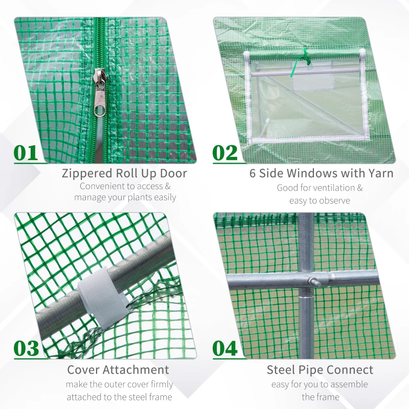 Outsunny Outdoor Greenhouse Walk-In Greenhouse Portable Greenhouse Canada Garden Plant Flower Seed Greenhouse W/ Premium Steel Frame
