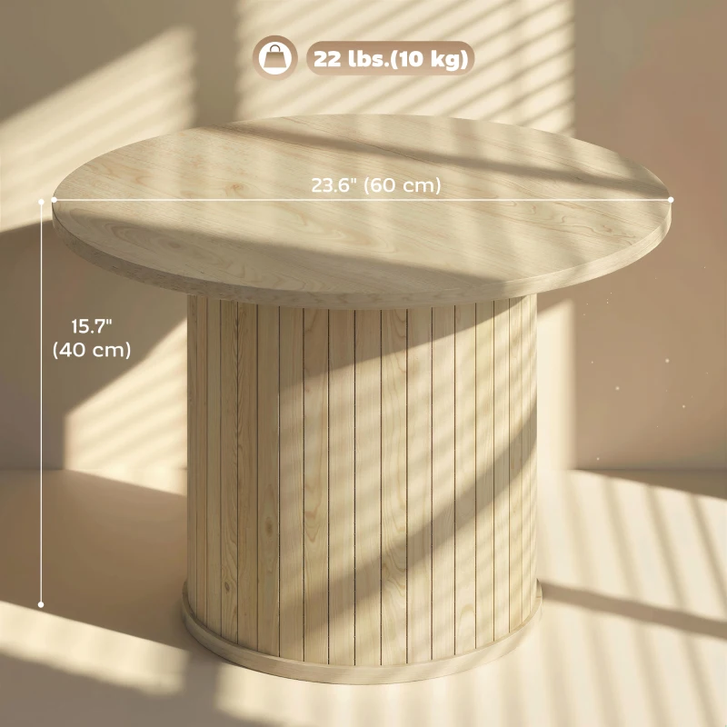 HOMCOM Round Coffee Table, 24" Center Table, Natural Wood