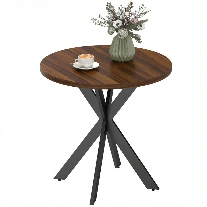 HOMCOM 29" Dining Table, Contemporary Round Kitchen Table with Steel Legs, Walnut