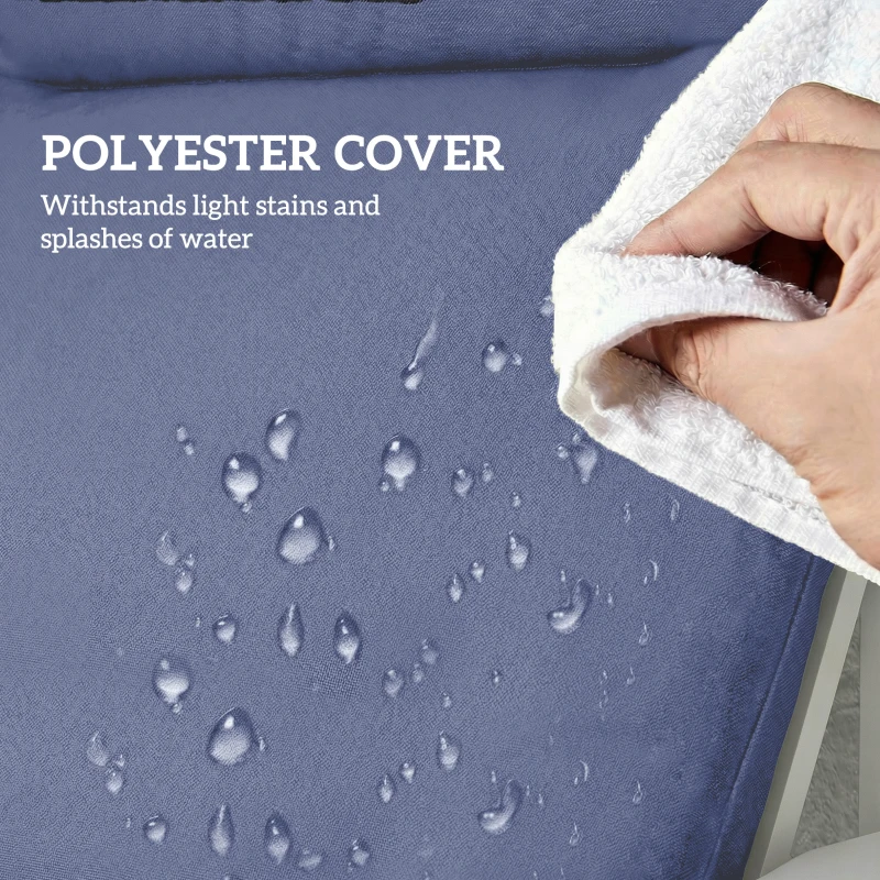 Outsunny Outdoor Chaise Lounge Cushions Set of 2 with 6 Ties, High-Density Foam, for Patio and Poolside, Navy Blue