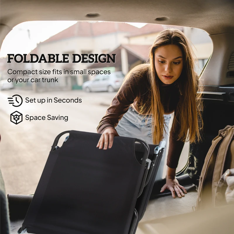 Outsunny Folding Chaise Lounge Pool Chairs, Outdoor Sun Tanning Chairs with 5-Level Reclining Back, Steel Frame for Beach, Yard, Patio, Black