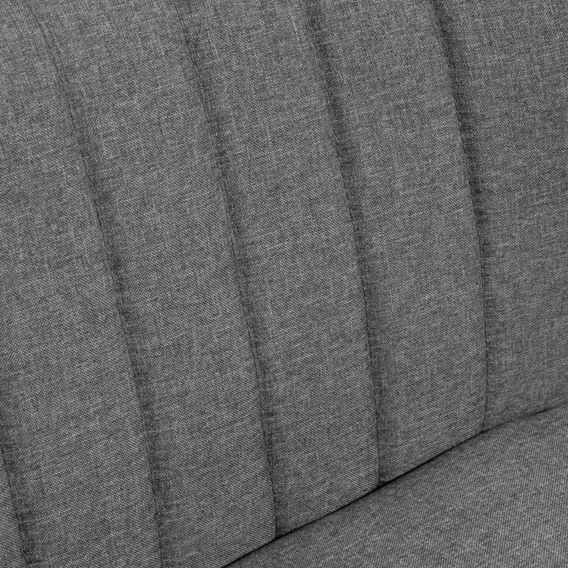 HOMCOM Modern 2 Seater Sofa, Upholstered Two Seater Couch with Rubber Wood Legs, Grey