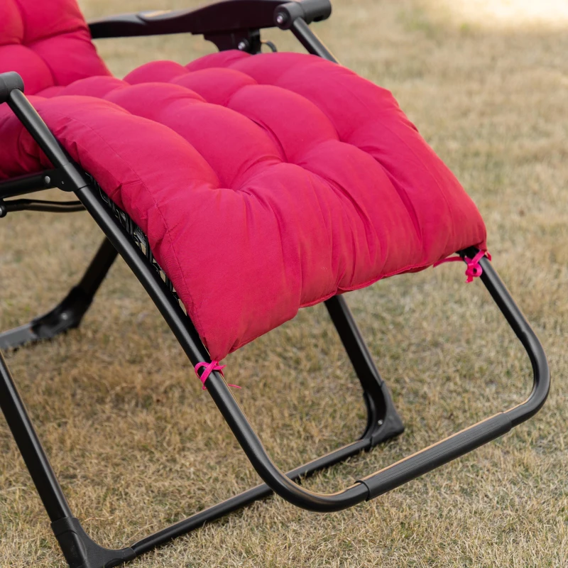 Outsunny Padded Zero Gravity Chair, Folding Recliner Chair, Patio Lounger with Cup Holder, Adjustable Backrest, Removable Cushion for Outdoor, Deck, Poolside, Red