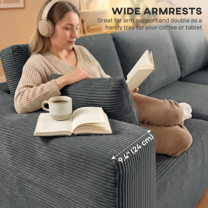 HOMCOM 2-in-1 Modular Sectional Sofa, Boneless L Shaped Couch Sofa Bed, Dark Grey