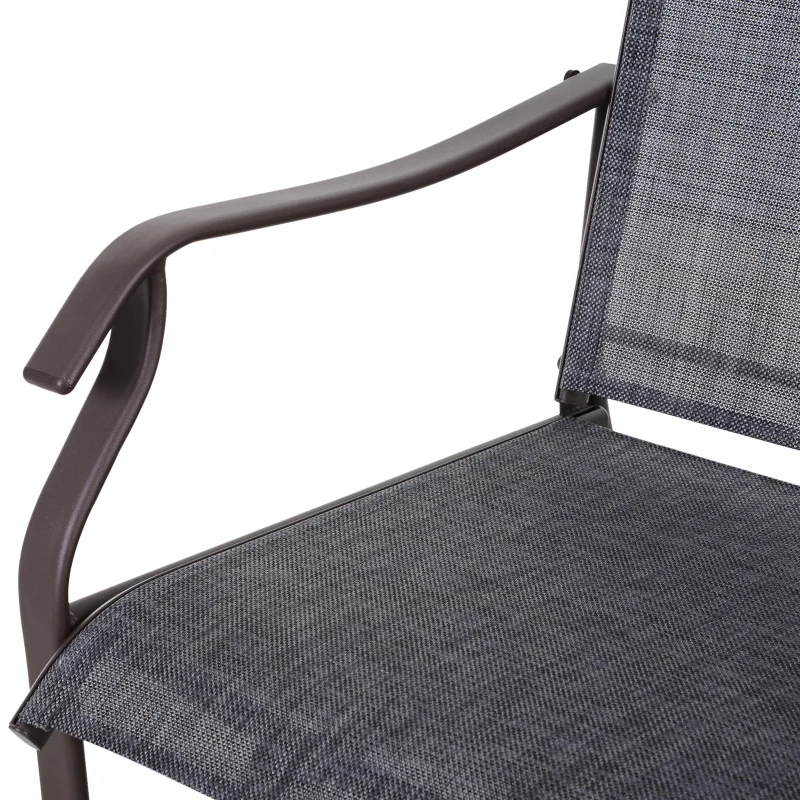 Outsunny 3 Piece Patio Glider Set Outdoor Gliders with Breathable Mesh Seat, Glass Top Table for Garden, Yard, Grey