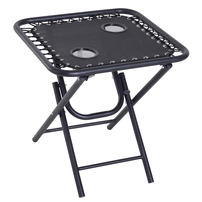 Outsunny Zero Gravity Chair Set of 2 Patio Chair with Side Table Cupholders and Pillows for Pool, Backyard, Lawn, Black