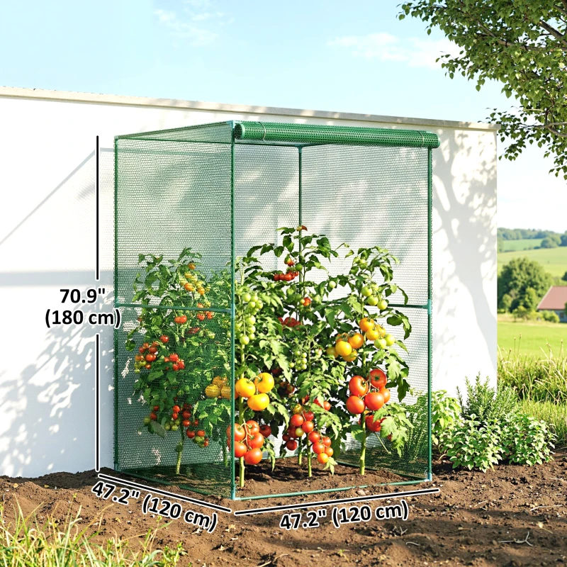 Outsunny 4' x 4' Walk-in Greenhouse, Garden Planting Warm House With Roll-Up Zipper Door for Seedlings Herbs Flowers, Dark Green