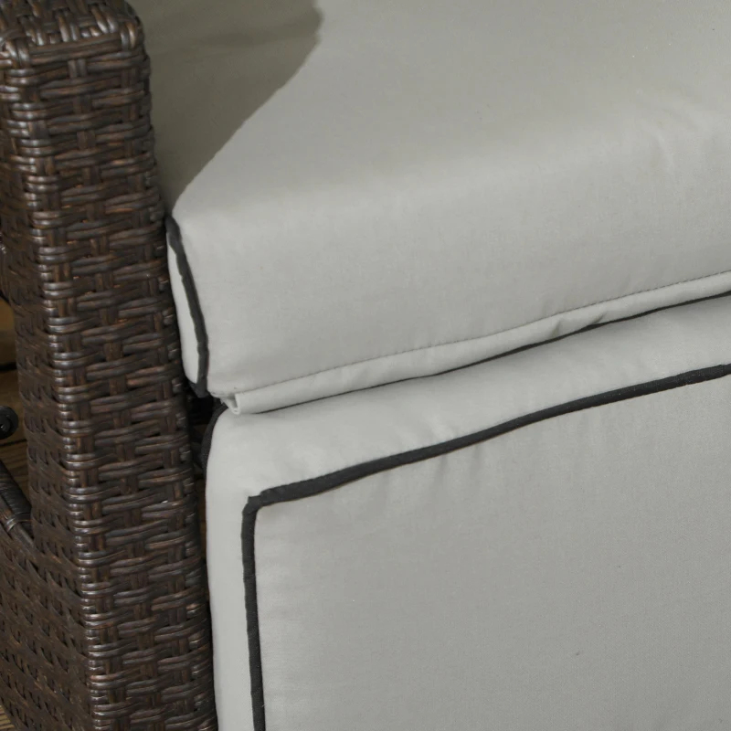 Outsunny Outdoor Recliner Chair with Adjustable Backrest and Footrest, Washable Cushion, Side Tray, Light Grey