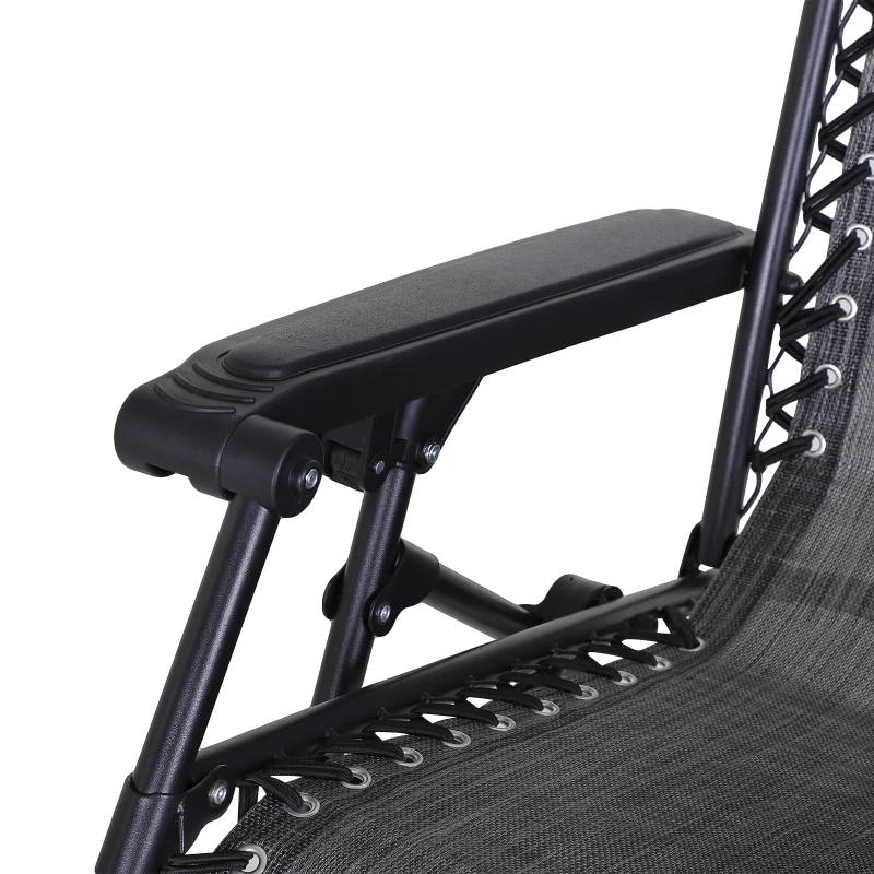 Outsunny Outdoor Zero Gravity Reclining Lounger Chair with Canopy Shade, Side Tray, Cupholder, Dark Grey