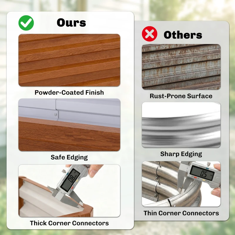 Outsunny 4' x 2' x 1' Raised Garden Bed, Set of 2 Galvanized Planter Box for Vegetables, Flowers, Herbs, Dark Brown Wood Effect