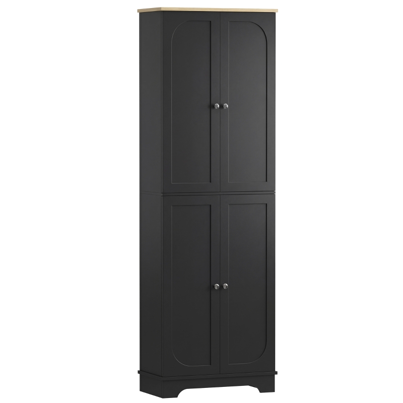 HOMCOM 72" Tall Pantry Cabinet, Kitchen Pantry Cabinet with Adjustable Shelves, Storage Cabinet with 4 Doors, Black