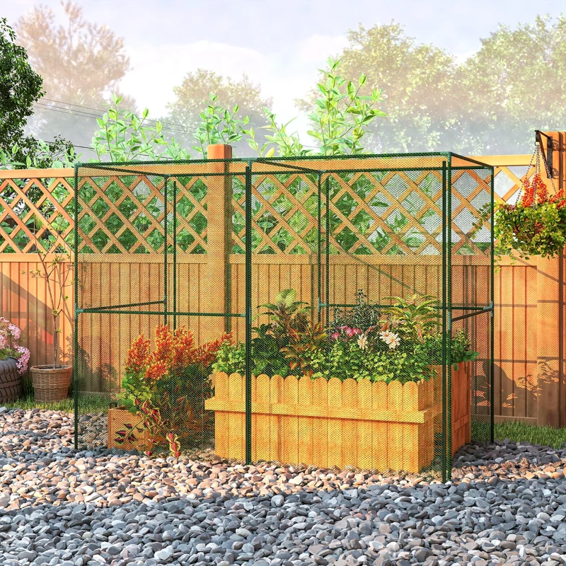 Outsunny 8' x 4' Crop Cage, Plant Protection Tent with Zippered Doors for Vegetable Garden, Backyard, Green