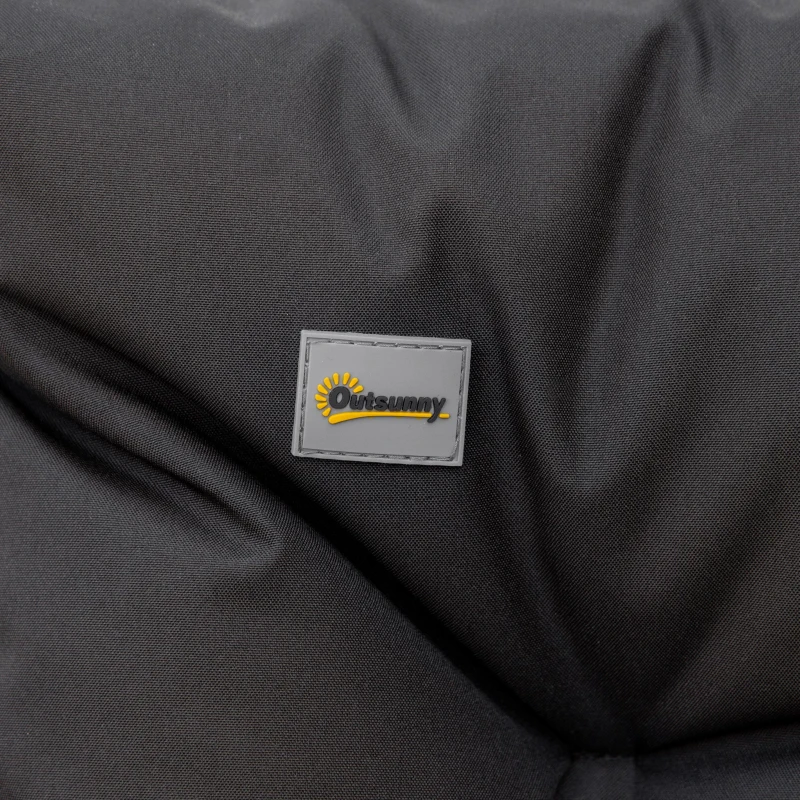 Outsunny Foldable Lounge Chair, Fabric Upholstered Recliner, Outdoor Lounger with Armrest, Metal Frame for Backyard, Black