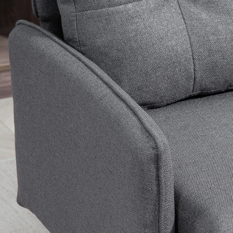 HOMCOM 55" Loveseat Sofa, Linen Love Seat w/ S spring, Steel Legs and Button Tufting, Small Couch for Living Room, Dark Grey