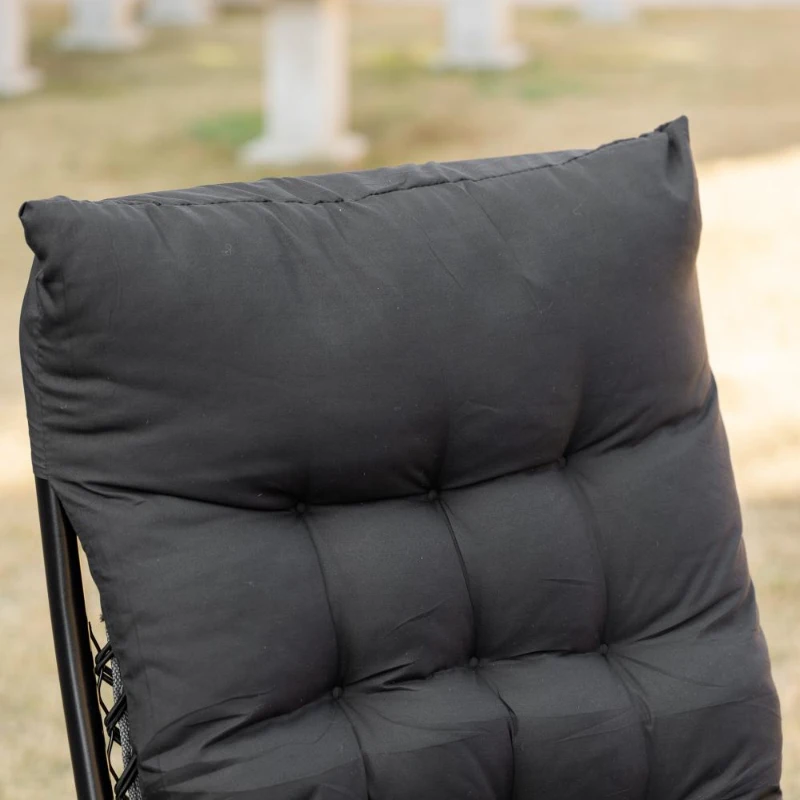 Outsunny Padded Folding Recliner Chair, Patio Lounger with Cupholder, Adjustable Backrest, Removable Cushion, Black