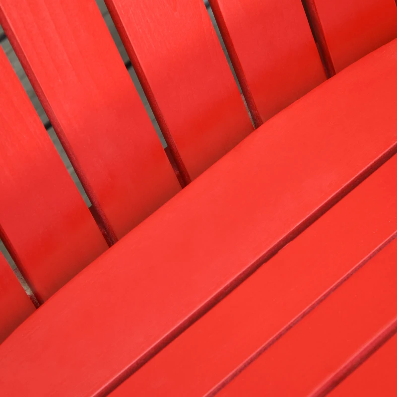 Outsunny Wooden Adirondack Rocking Muskoka Chair with Slatted Wooden Design, Fanned Back and Classic Rustic Style, Red