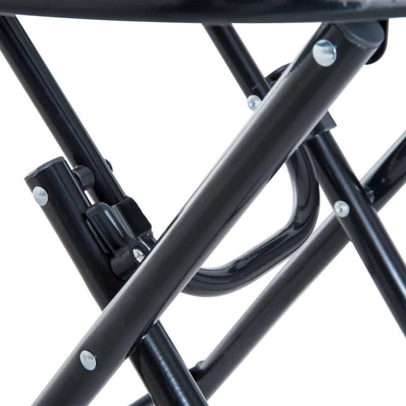 Outsunny 3pc Patio Rocking Chair Set, Folding Outdoor Rocking Chairs and Table Bistro Set w/ Breathable Mesh Seat & Backrest, Headrest for Park, Backyard, Garden, Cream White