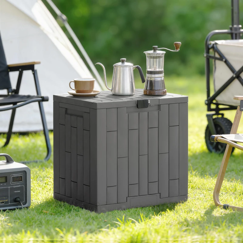 Outsunny 30 Gallon Resin Deck Box, Lockable Outdoor Storage Box, Splash-Resistant & UV Resistant Patio Storage Container