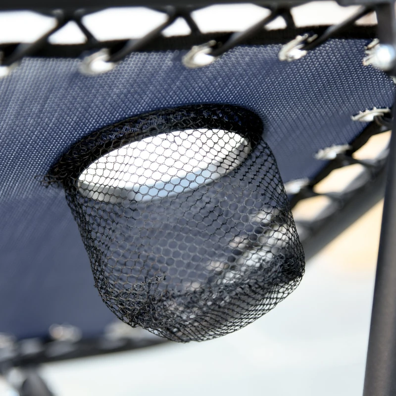 Outsunny Zero Gravity Chair Set of 2 Patio Chair with Side Table Cupholders and Pillows for Pool, Backyard, Lawn, Blue