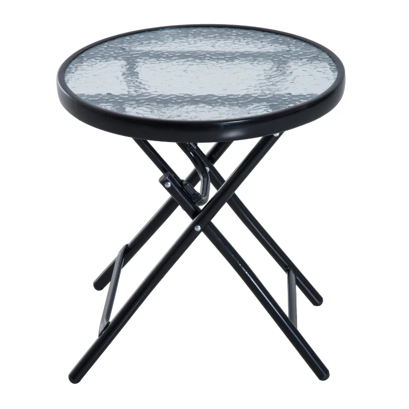 Outsunny 3pc Patio Foldable Rocking Chair Set, Outdoor Rocking Chairs and Table Bistro Set w/ Padded Seat, Headrest, Backrest for park, backyard, garden, Blue