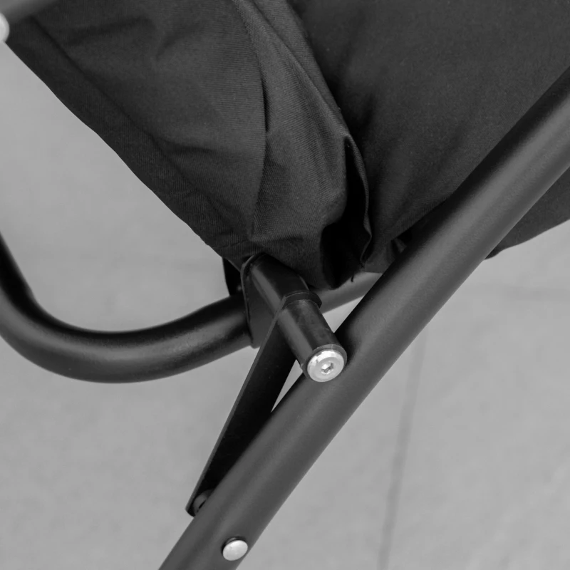 Outsunny Foldable Lounge Chair, Fabric Upholstered Recliner, Outdoor Lounger with Armrest, Metal Frame for Backyard, Black