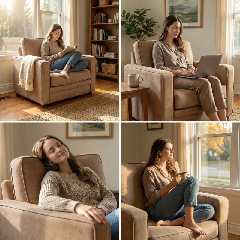 HOMCOM Accent Chair, Velvet-feel Fabric Armchair with Wide Seat, Spring Cushion, Solid Wood legs, Brown