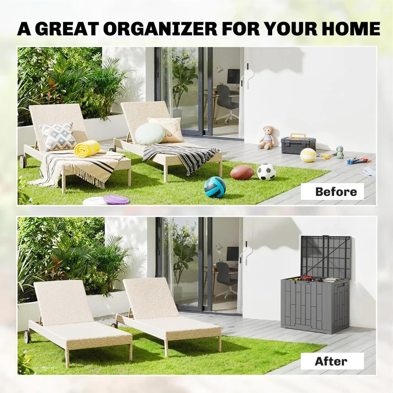 Outsunny 30 Gallon Resin Deck Box, Lockable Outdoor Storage Box, Splash-Resistant & UV Resistant Patio Storage Container