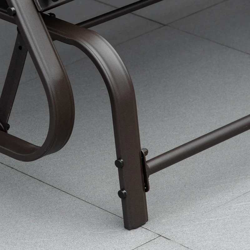 Outsunny 2-Person Outdoor Glider Chair, Patio Glider Rocking Chair with Mesh Seat and Backrest, Steel Frame for Outdoor, Backyard, Khaki