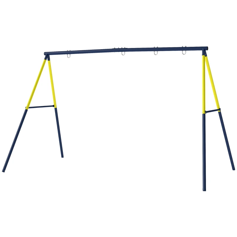 Qaba Kids Swing Set, Heavy Duty Metal 2 Seat Swing Stand Set with Ground Stakes, Supports 150 kg, Indoor Outdoor, Blue