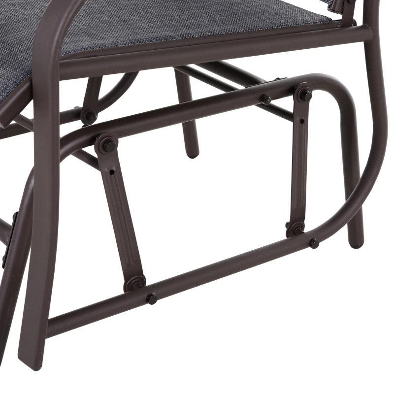 Outsunny 3 Piece Patio Glider Set Outdoor Gliders with Breathable Mesh Seat, Glass Top Table for Garden, Yard, Grey
