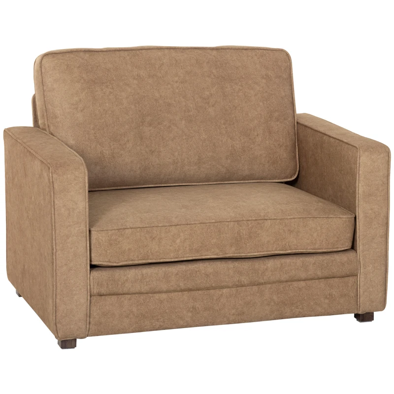 HOMCOM Accent Chair, Velvet-feel Fabric Armchair with Wide Seat, Spring Cushion, Solid Wood legs, Brown