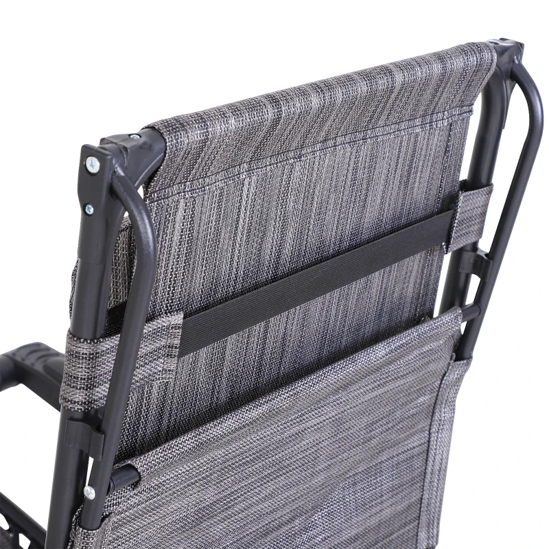Outsunny Outdoor Zero Gravity Reclining Lounger Chair with Canopy Shade, Side Tray, Cupholder, Dark Grey