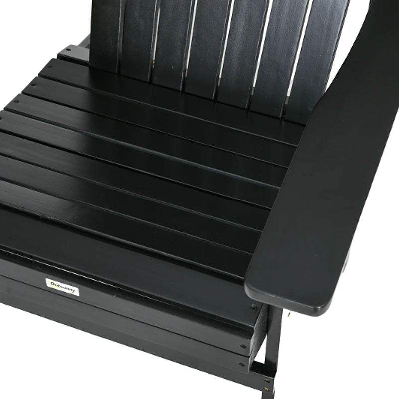 Outsunny Classic Adirondack Chair Muskoka Chair, Garden Deck Chair with Cup Holder for Patio, Indoor, Backyard, Black