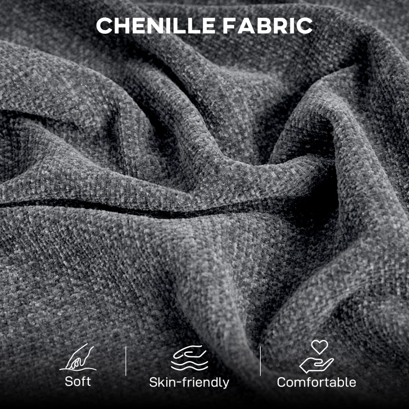 HOMCOM Vintage Loveseat, Upholstered Love Seat Furniture, Chenille-feel Fabric 2 Seater Sofa Couch with Rolled Arms, Gourd-Shaped Rubber Wood Legs for Living Room, Dark Grey