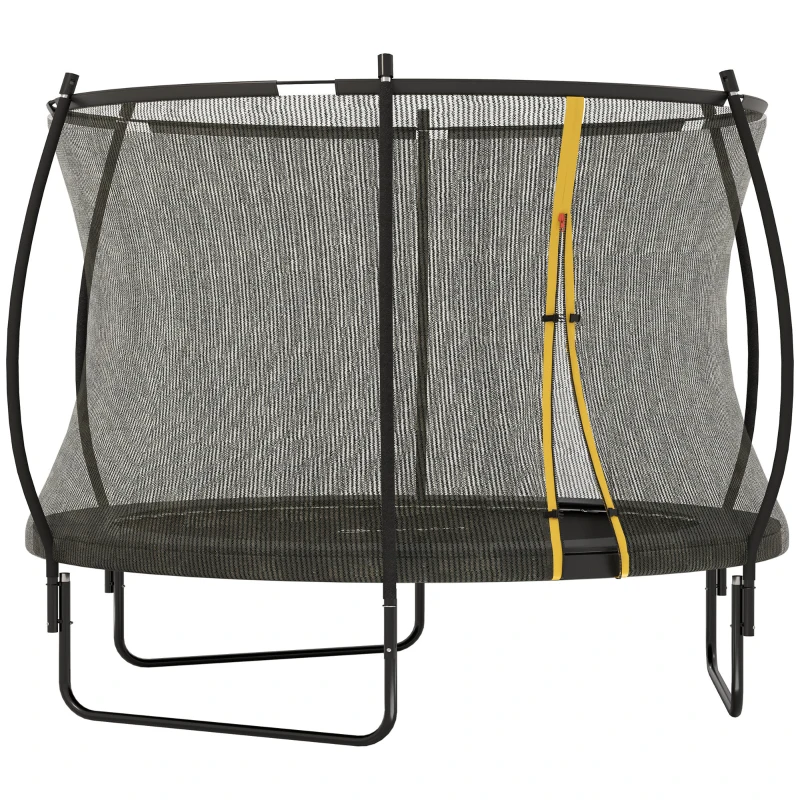 Soozier 8ft Outdoor Trampoline with Net Enclosure, Curved Poles and Safety Pad, ASTM Approved, Black
