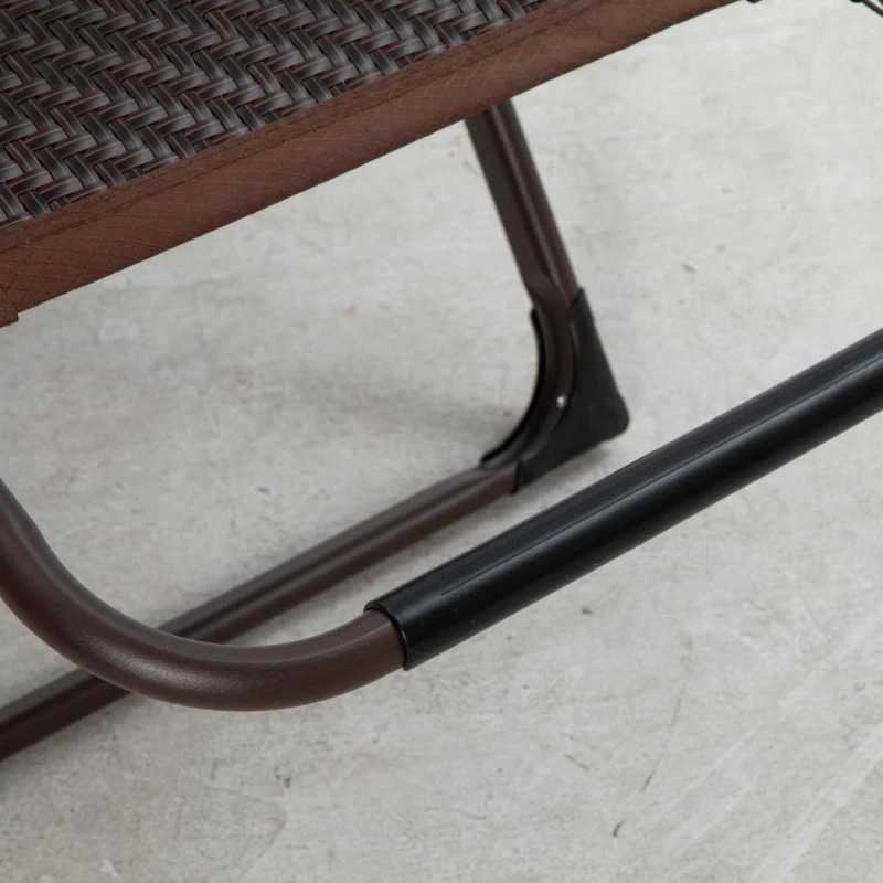 Outsunny Outdoor Zero Gravity Chair, Folding PE Rarran Reclining Patio Lounge Chair with Recline Back, Headrest, Footrest, for Poolside, Garden, Brown