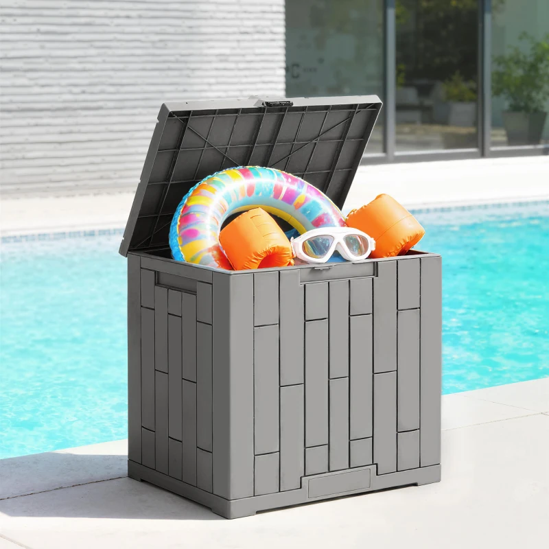 Outsunny 30 Gallon Resin Deck Box, Lockable Outdoor Storage Box, Splash-Resistant & UV Resistant Patio Storage Container