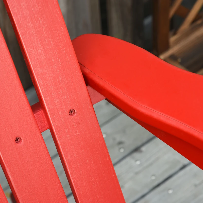 Outsunny Wooden Adirondack Rocking Muskoka Chair with Slatted Wooden Design, Fanned Back and Classic Rustic Style, Red